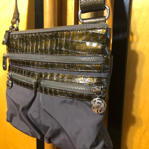 BRIGHTON Brown Leather and Nylon Crossbody Bag and Dustbag - Picture 9 of 13